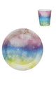 Multicolor Rainbow Themed 8-Pack Plate and Glass Set