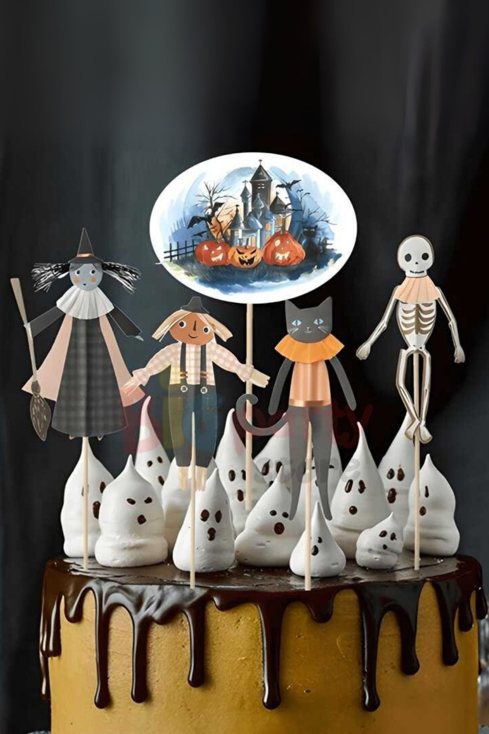 Çok Renkli  Halloween Temalı Pasta Süsü