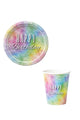 Multicolor Rainbow Shades 8-Piece Plate and Glass Set