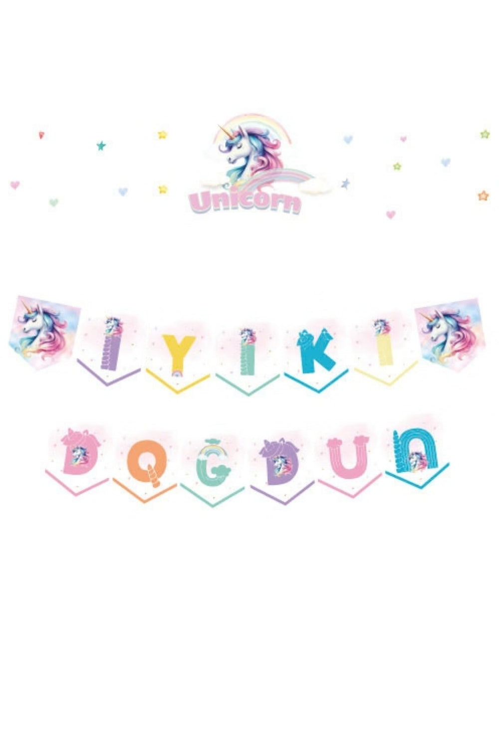 Pembe  Unicorn Temalı Flama Parti Banner