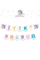 Pembe  Unicorn Temalı Flama Parti Banner