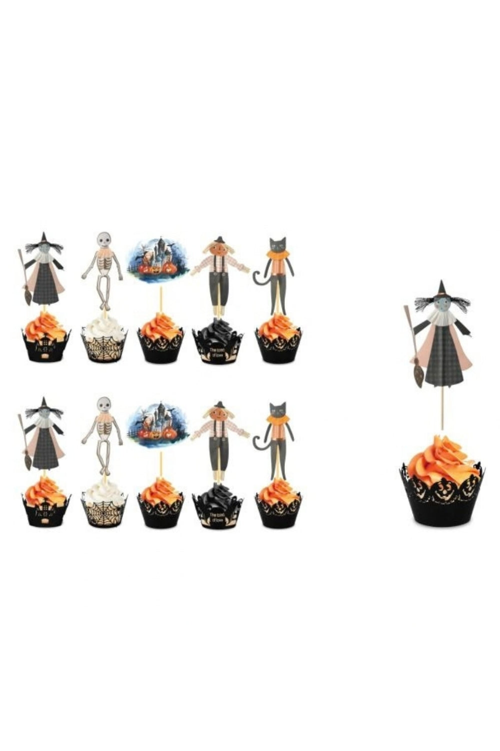 Çok Renkli  Halloween Temalı 10'lu Kürdan Pasta Süsü