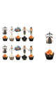 Çok Renkli  Halloween Temalı 10'lu Kürdan Pasta Süsü
