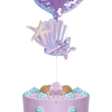 Lila  Midye ve Deniz Kızı Figürlü Pasta Süsü