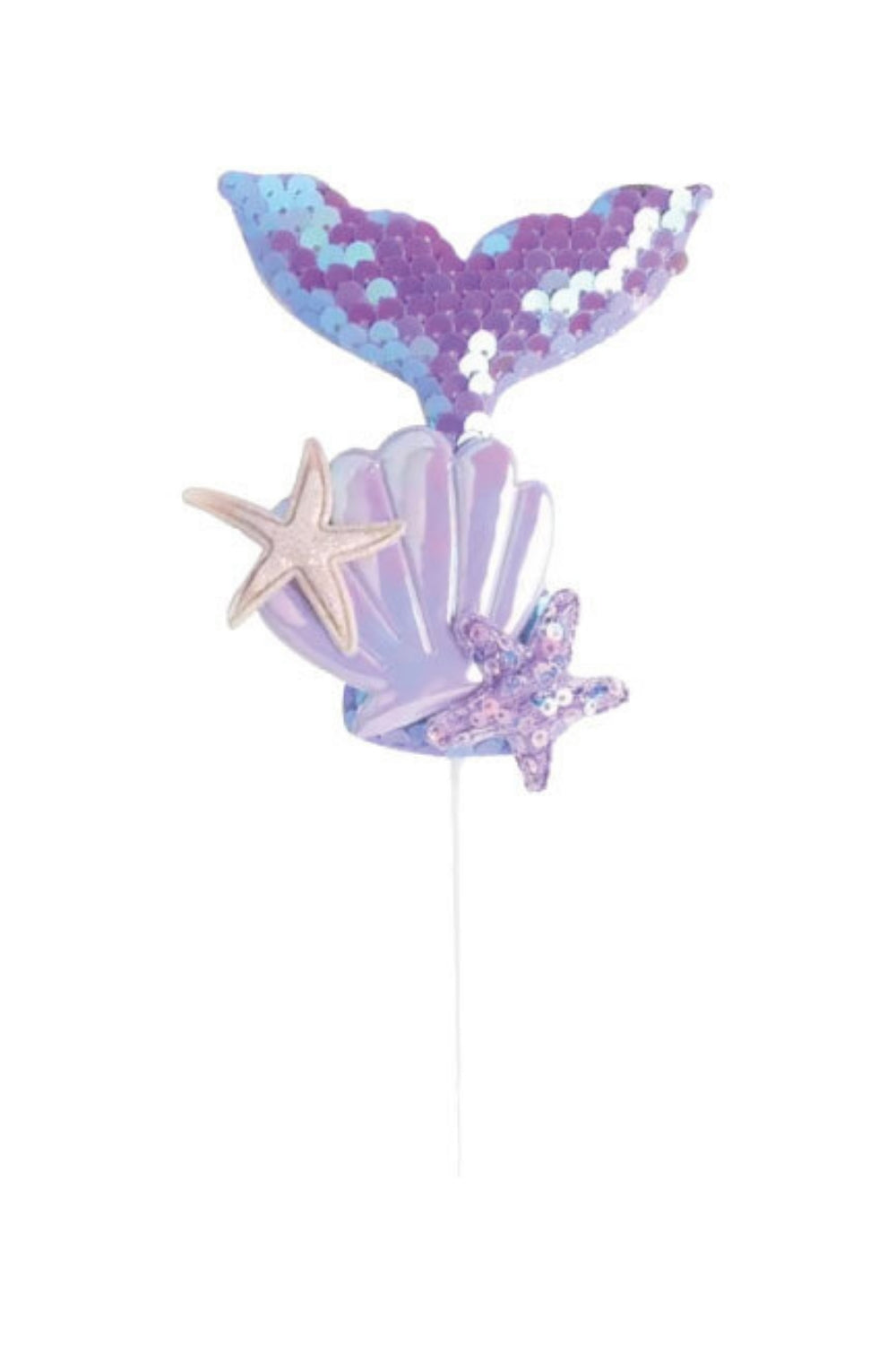 Lila  Midye ve Deniz Kızı Figürlü Pasta Süsü