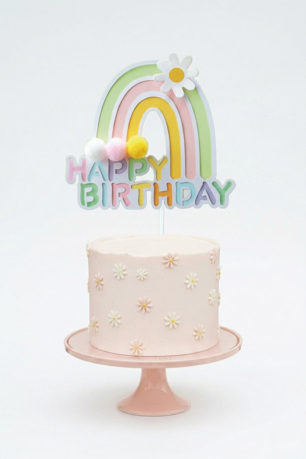 Çok Renkli Gökkuşağı Figürlü Happy Birthday Pasta Süsü