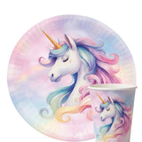 Pembe Unicorn Figürlü 8'li Tabak Bardak Set