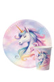 Pembe Unicorn Figürlü 8'li Tabak Bardak Set