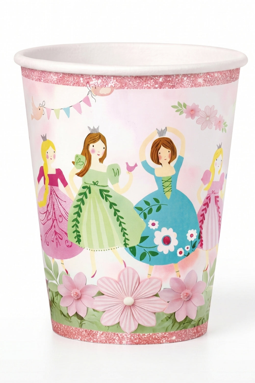 Çok Renkli Prenses Çiçek Temalı 8'li Tabak Bardak Set