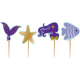 Lila Deniz Kızı ve Yıldız Kürdan Pasta Süsü