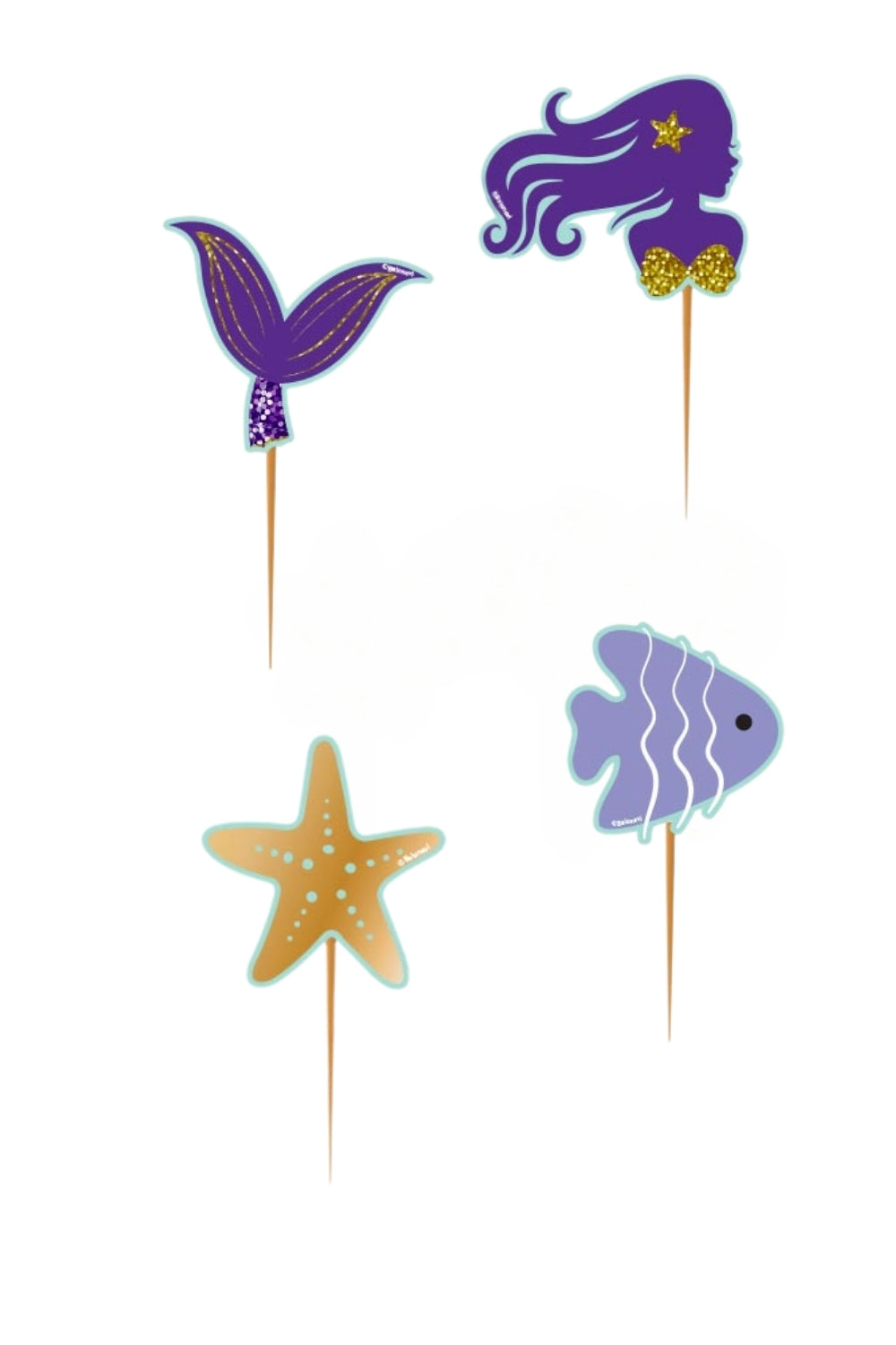 Lila Deniz Kızı ve Yıldız Kürdan Pasta Süsü