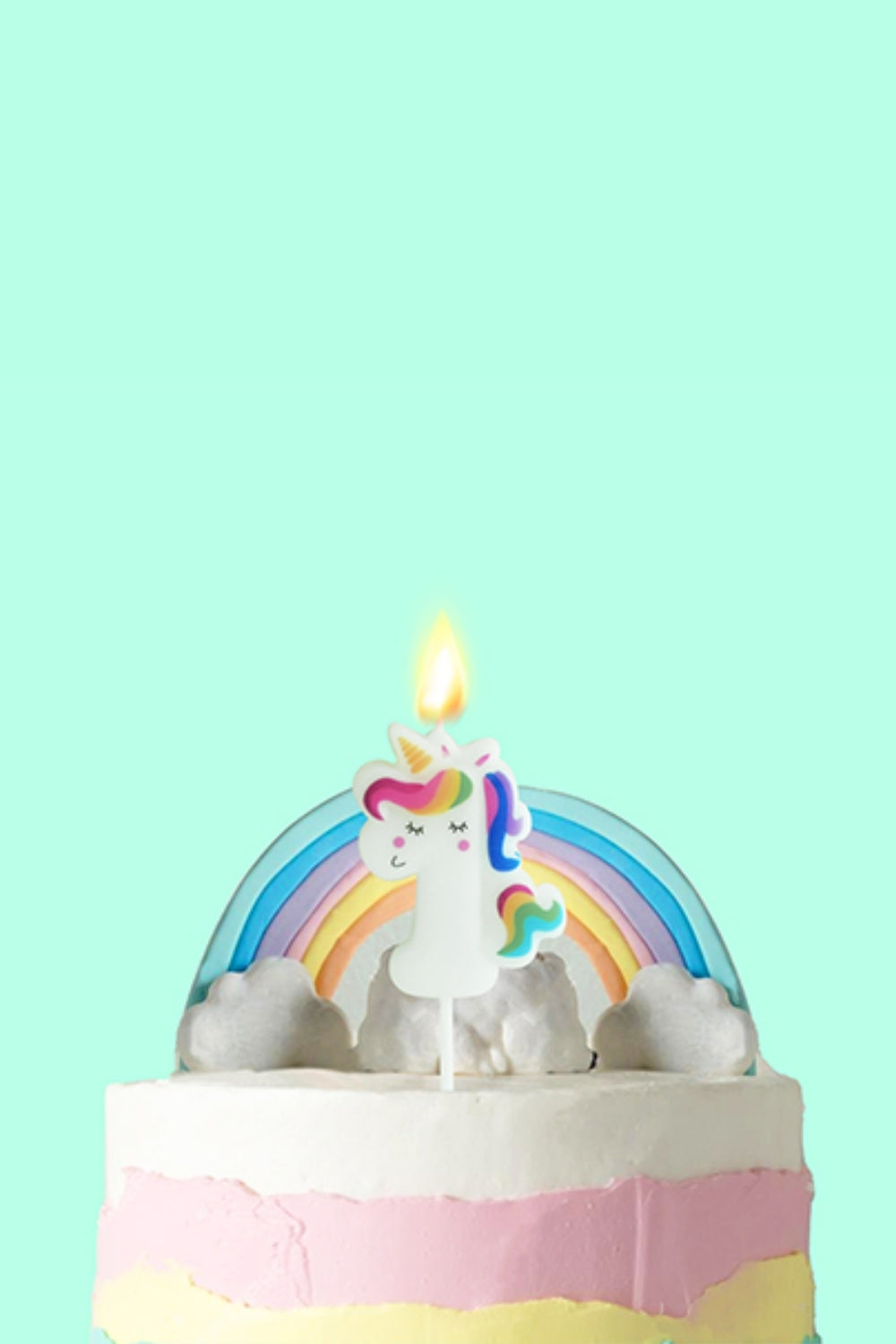 Beyaz  1 Rakamı Unicorn Figür Parti Mumu