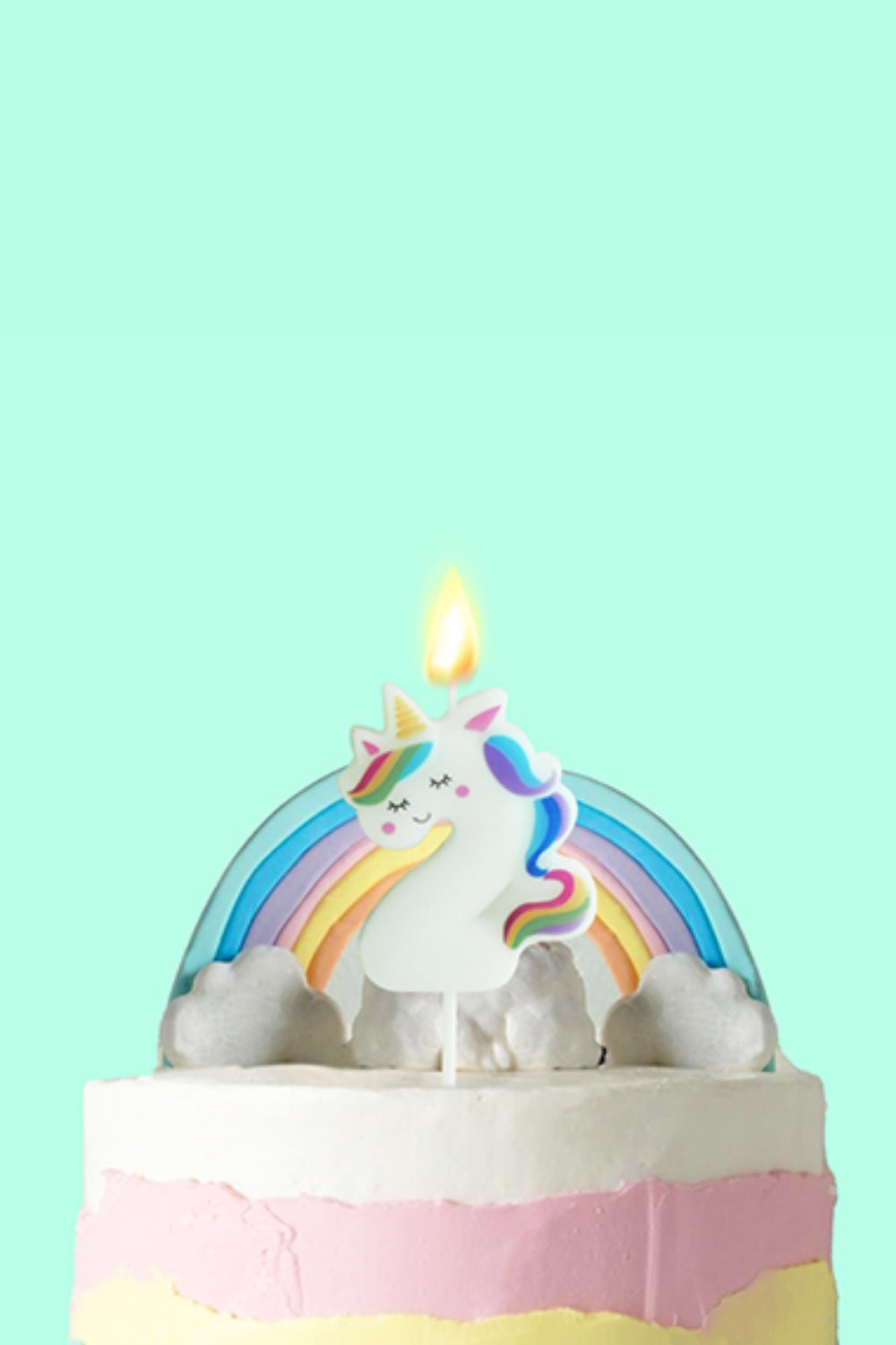 Beyaz  2 Rakamı Unicorn Figür Parti Mumu