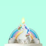 Beyaz  2 Rakamı Unicorn Figür Parti Mumu