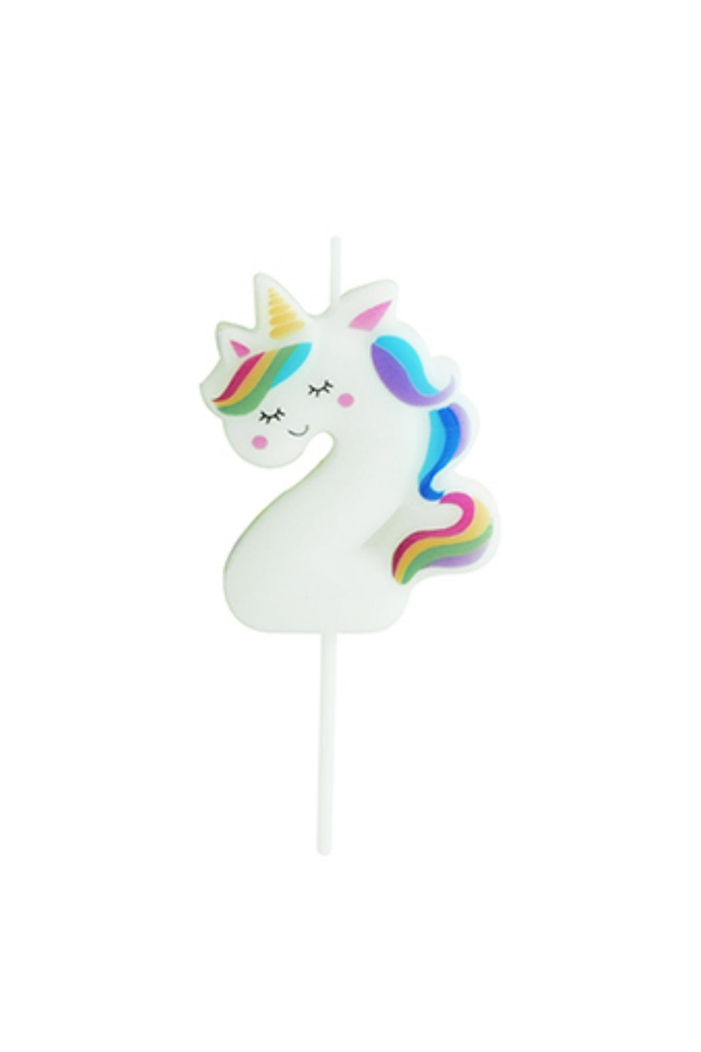 Beyaz  2 Rakamı Unicorn Figür Parti Mumu