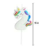 Beyaz  2 Rakamı Unicorn Figür Parti Mumu
