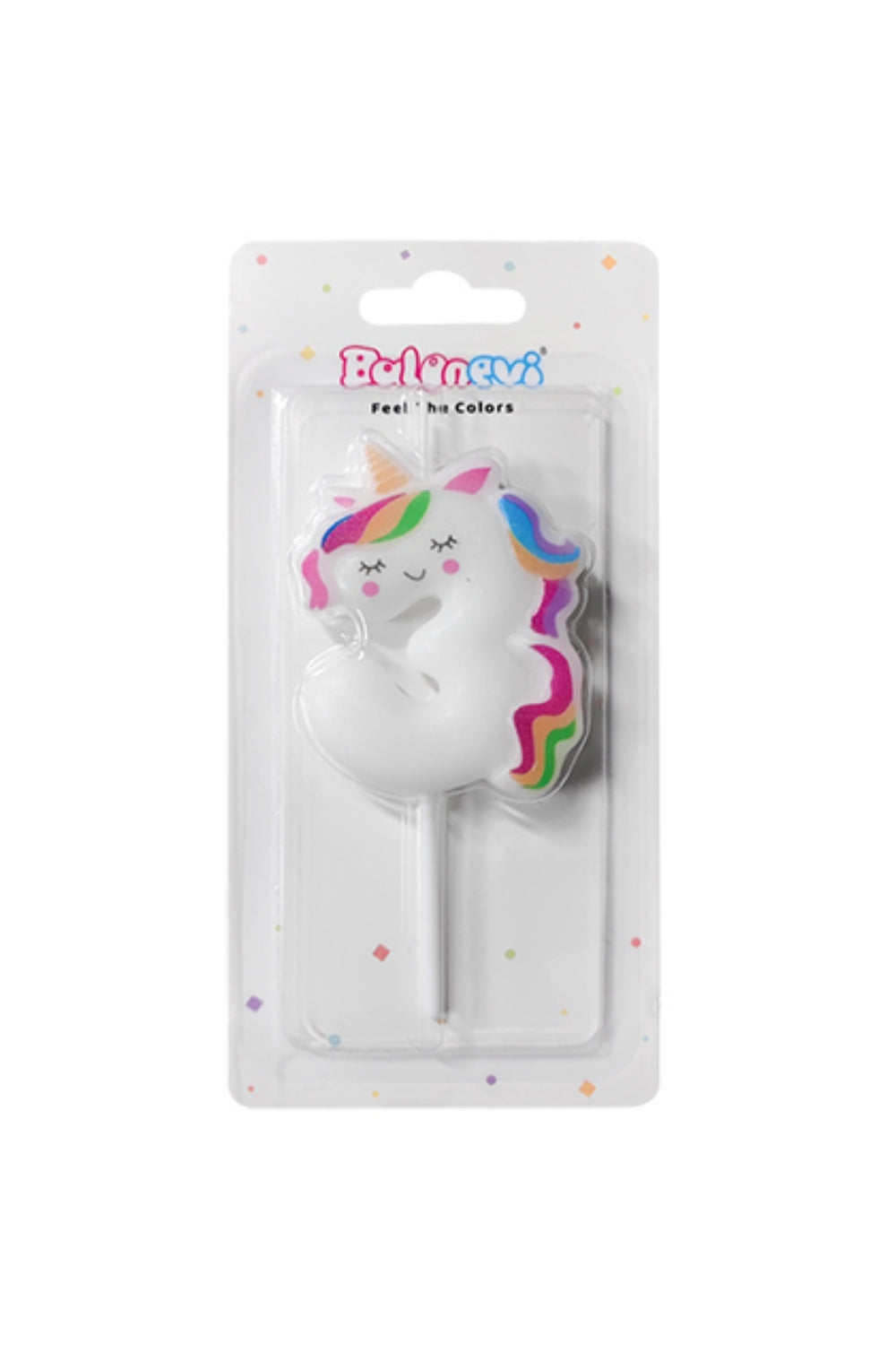 Beyaz  3 Rakamı Unicorn Figür Parti Mumu