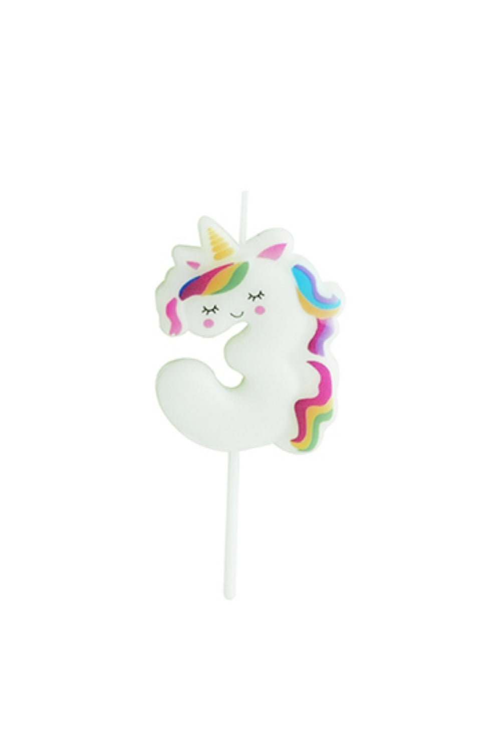 Beyaz  3 Rakamı Unicorn Figür Parti Mumu