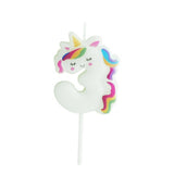 Beyaz  3 Rakamı Unicorn Figür Parti Mumu