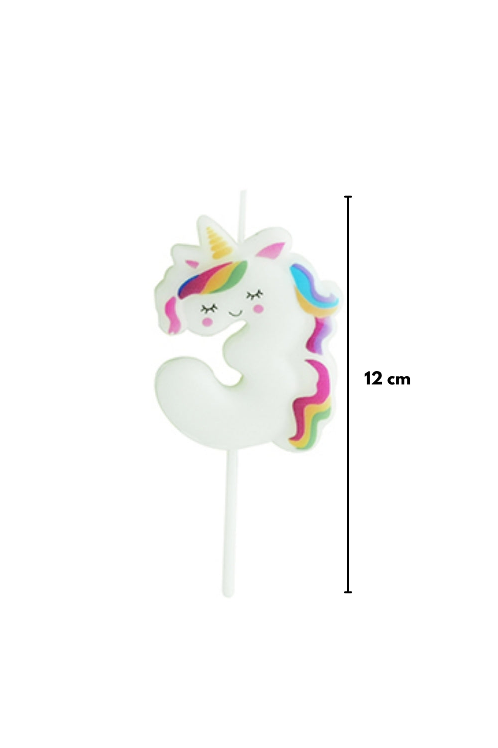 Beyaz  3 Rakamı Unicorn Figür Parti Mumu