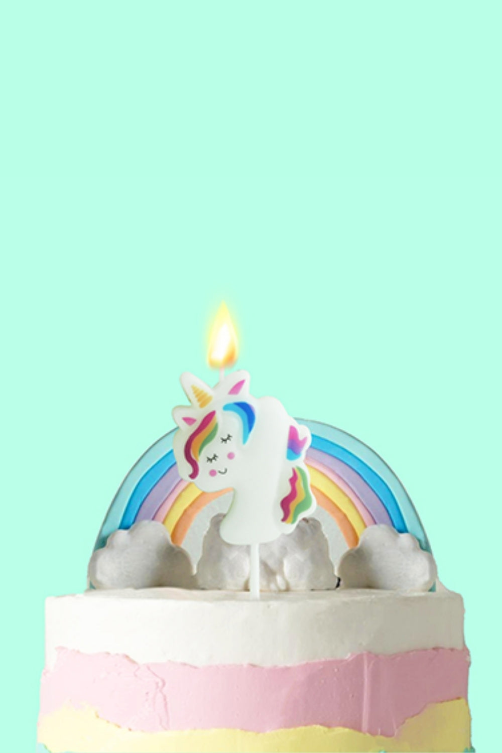 Beyaz  4 Rakamı Unicorn Figür Parti Mumu
