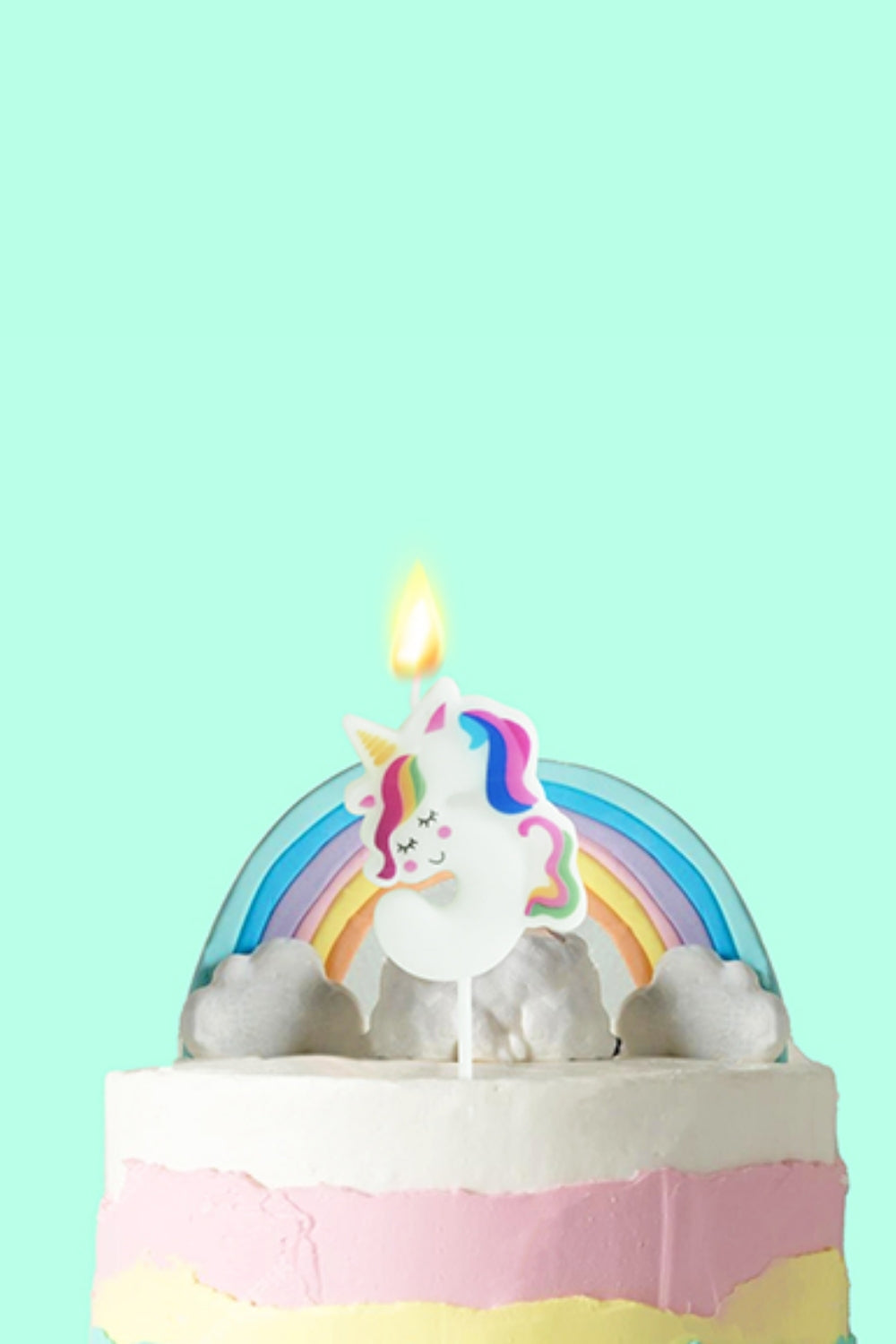Beyaz  5 Rakamı Unicorn Figür Parti Mumu