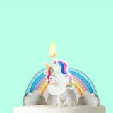 Beyaz  5 Rakamı Unicorn Figür Parti Mumu
