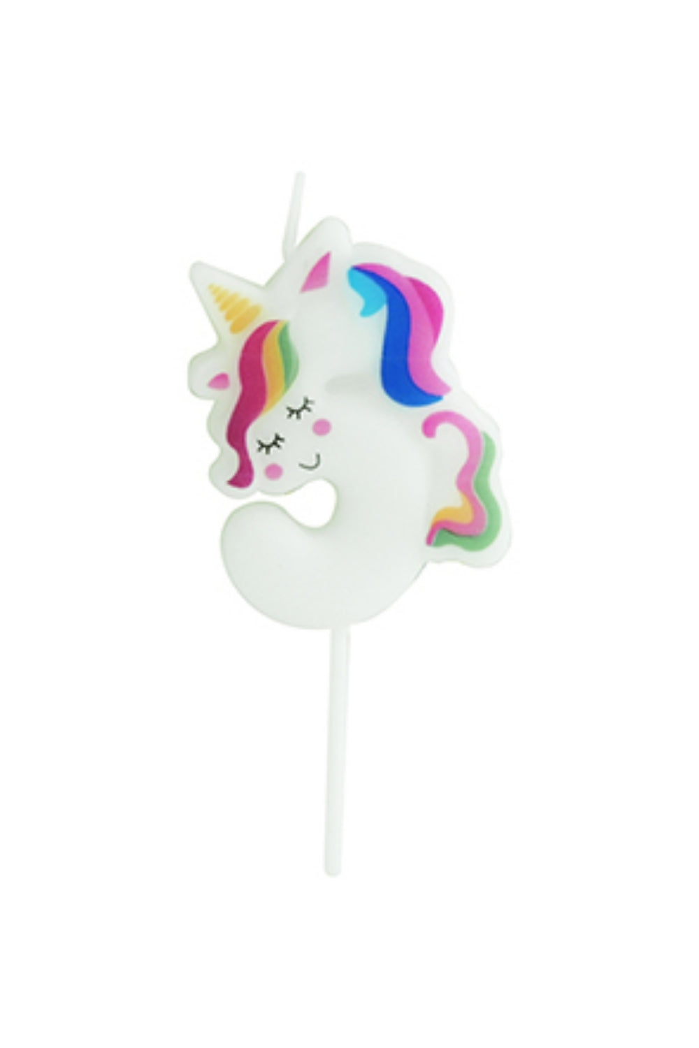 Beyaz  5 Rakamı Unicorn Figür Parti Mumu