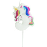 Beyaz  5 Rakamı Unicorn Figür Parti Mumu