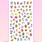 Çok Renkli  Hayvan Temalı Kız Çocuk Tırnak Sticker