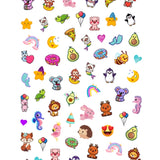 Çok Renkli  Hayvan Temalı Kız Çocuk Tırnak Sticker