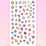 Çok Renkli  Unicorn Temalı Kız Çocuk Tırnak Sticker