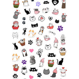 Çok Renkli  Kedi Temalı Kız Çocuk Tırnak Sticker