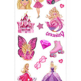 Pembe  Prenses Temalı Kız Çocuk Dövme Set