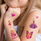 Pembe  Prenses Temalı Kız Çocuk Dövme Set