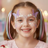 Lila Kelebek ve Elmas Model Kız Çocuk Yüz Sticker