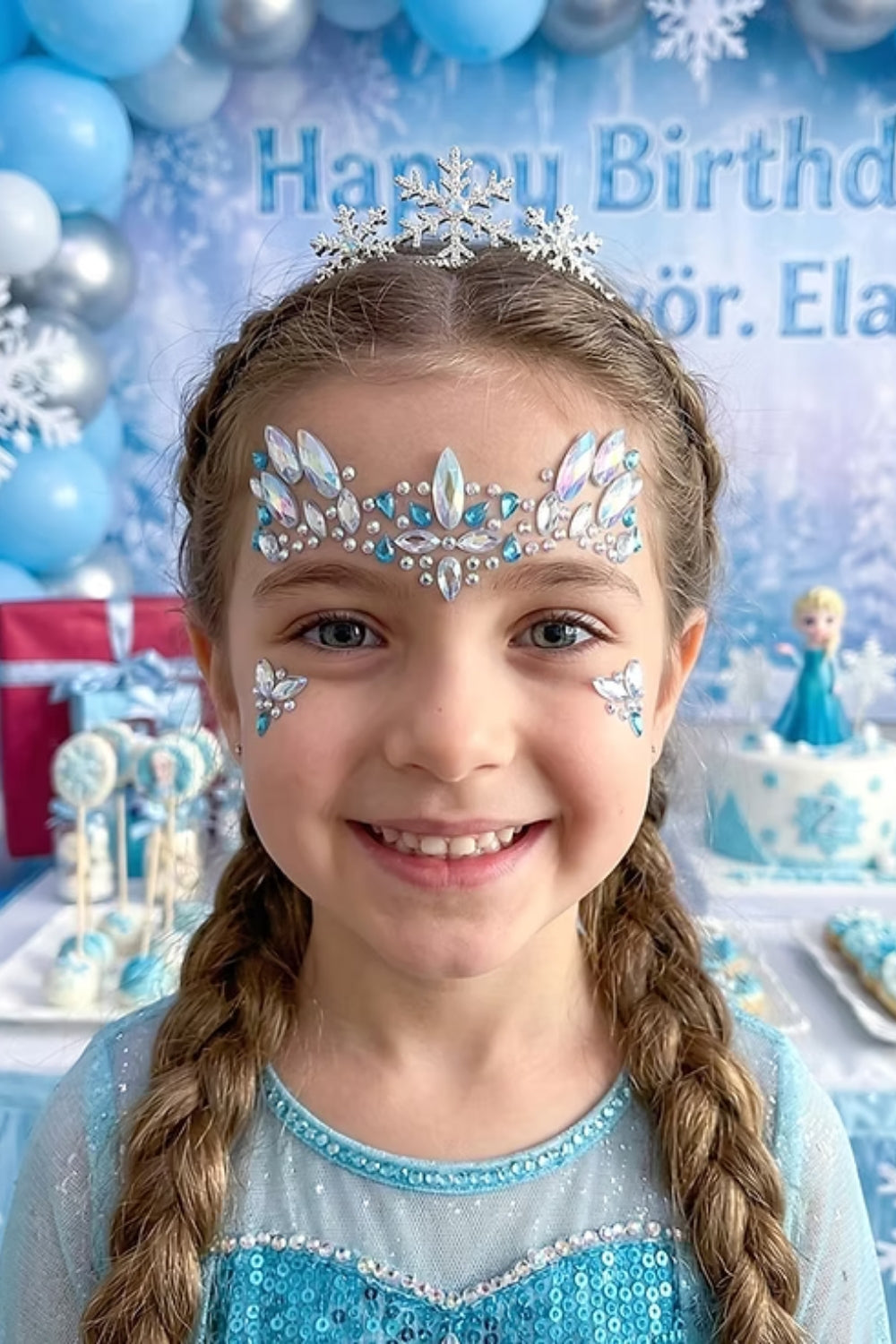 Gümüş Elmas Model Kız Çocuk Yüz Sticker