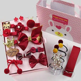 Bordo  18'li Kutulu Kız Çocuk Toka Set