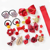 Bordo  18'li Kutulu Kız Çocuk Toka Set