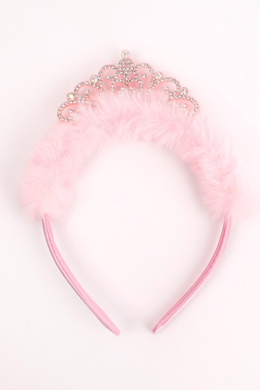 Pembe  Tüylü Taşlı Kraliçe Kız Çocuk Taç