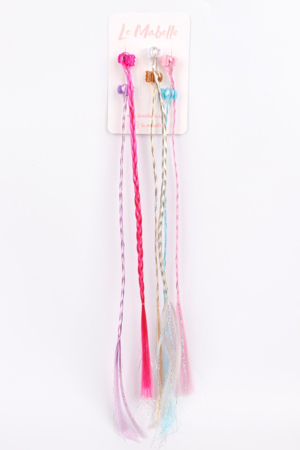 Çok Renkli 6'lı Simli Örgülü Saçlı Kız Çocuk Toka Set