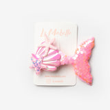 Pembe  Pullu Deniz Kızı Kız Çocuk Klips Toka