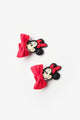 Red Bow Detailed Mickey Figured Girls Hair Clip Set