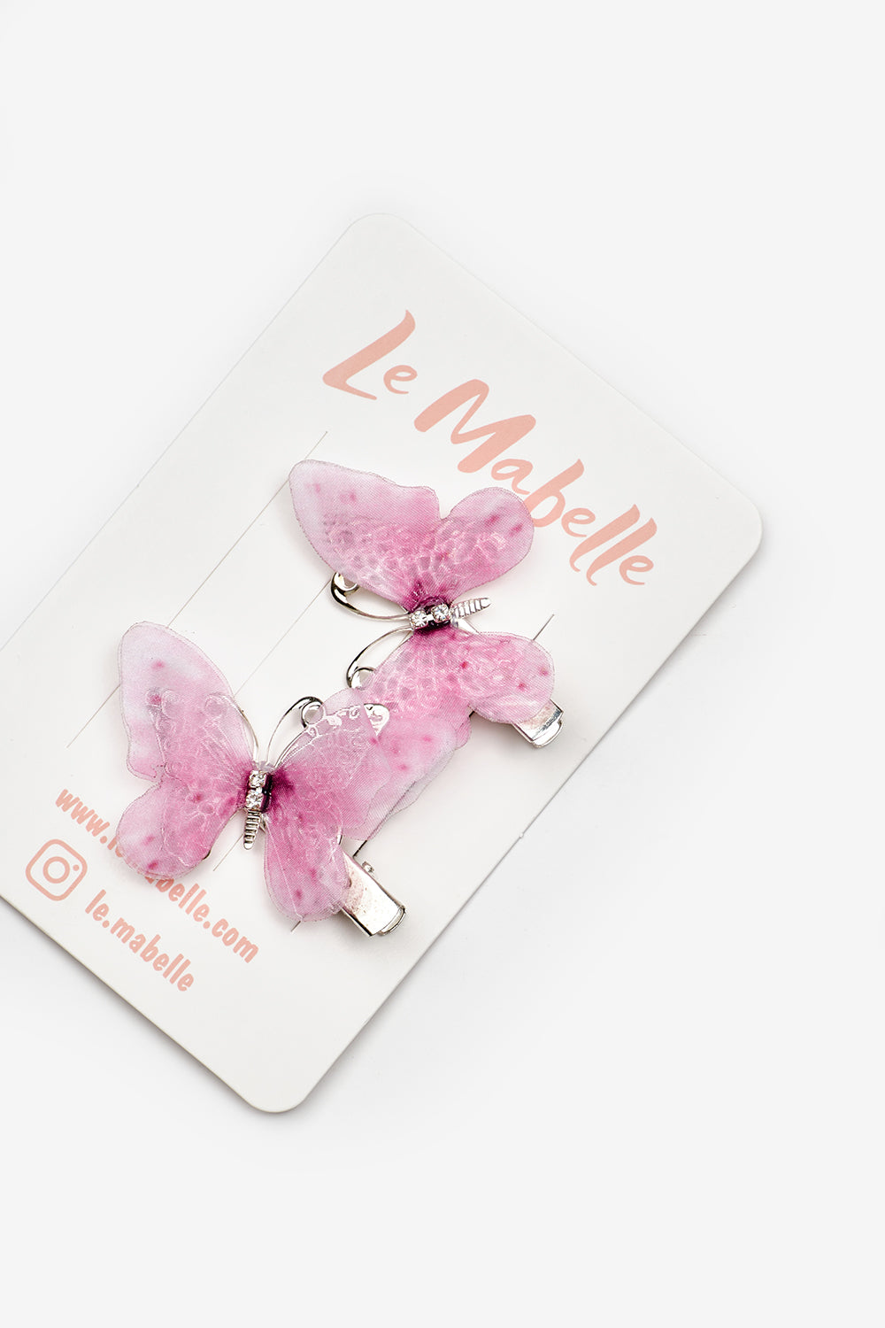 Pembe  Kelebek Figürlü İkili Kız Çocuk Klips Toka Set