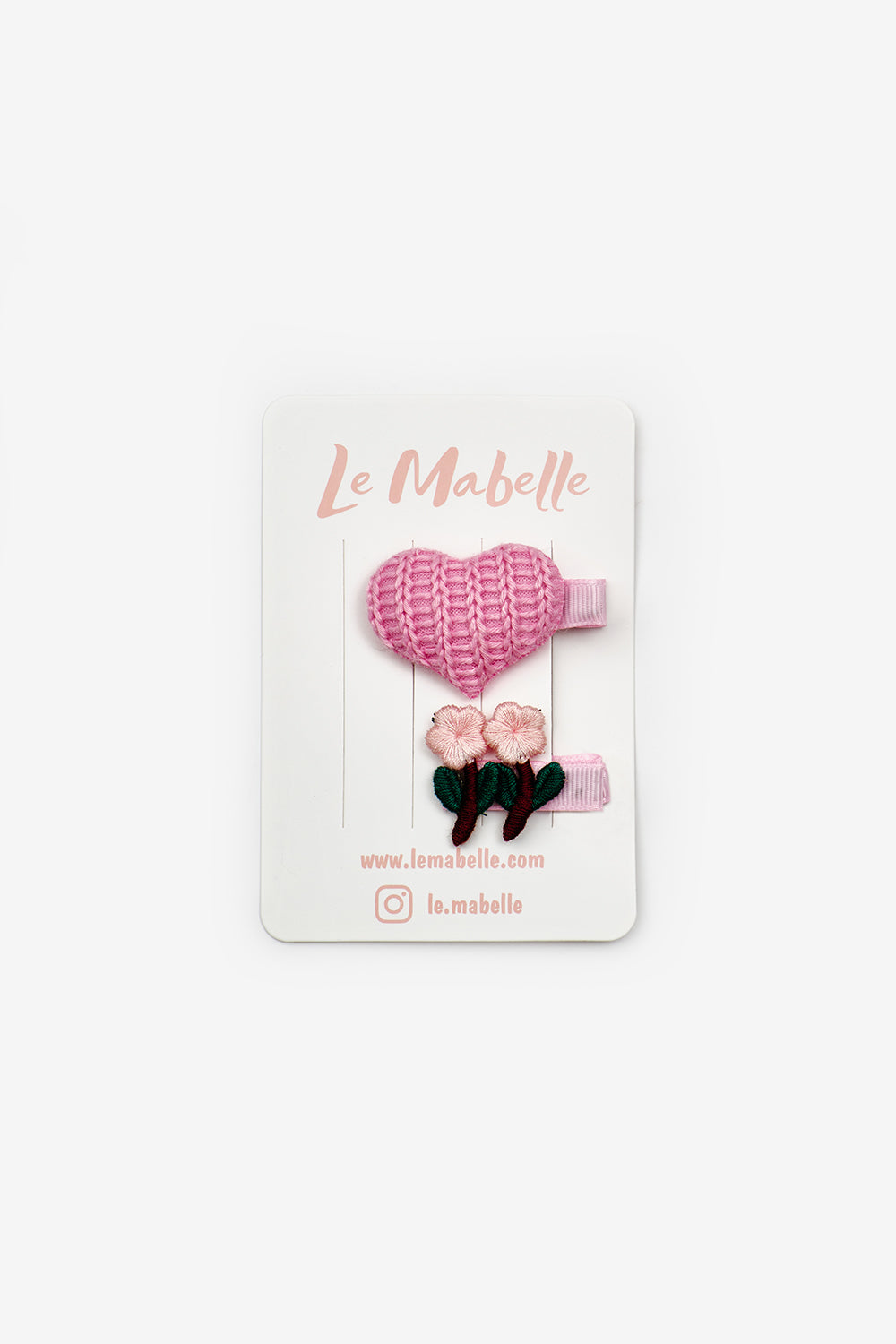Pembe  Kalp ve Çiçek Figürlü Kız Çocuk 2'li Klips Toka Set