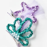 Lila  Yıldız ve Midye Figürlü Kız Çocuk Toka Set