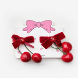 Kırmızı  Kiraz Figürlü 2'li Kız Çocuk Toka