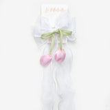 Beyaz  Lale Figürlü Sallantılı Kız Çocuk Toka