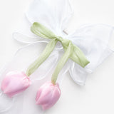 Beyaz  Lale Figürlü Sallantılı Kız Çocuk Toka