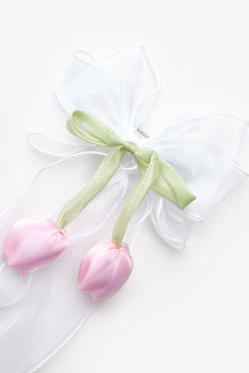 Beyaz  Lale Figürlü Sallantılı Kız Çocuk Toka